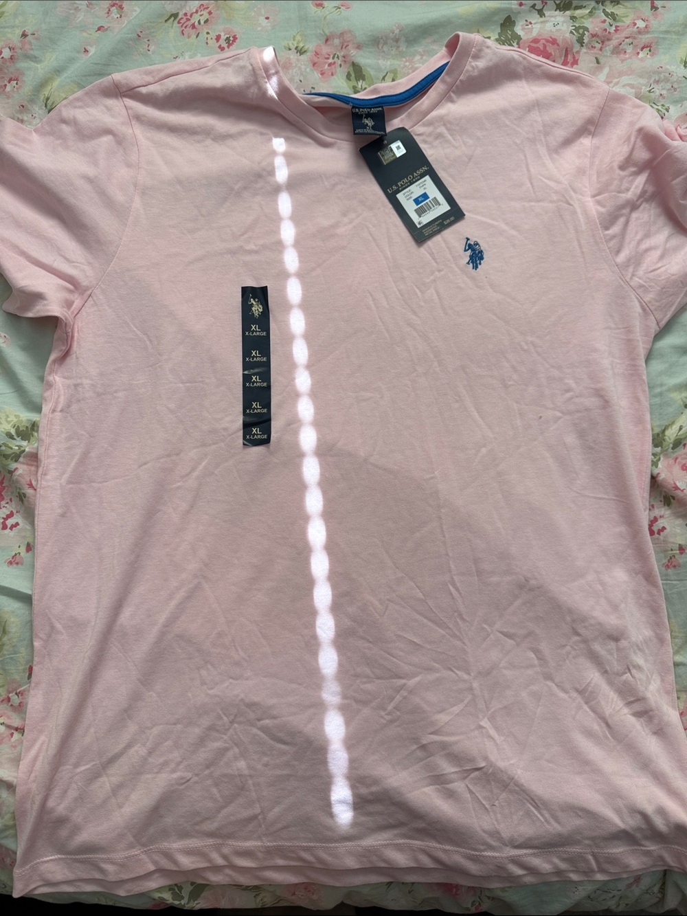 U.S. Polo Assn. Light Pink Short Sleeve Tee with Blue Pony Logo